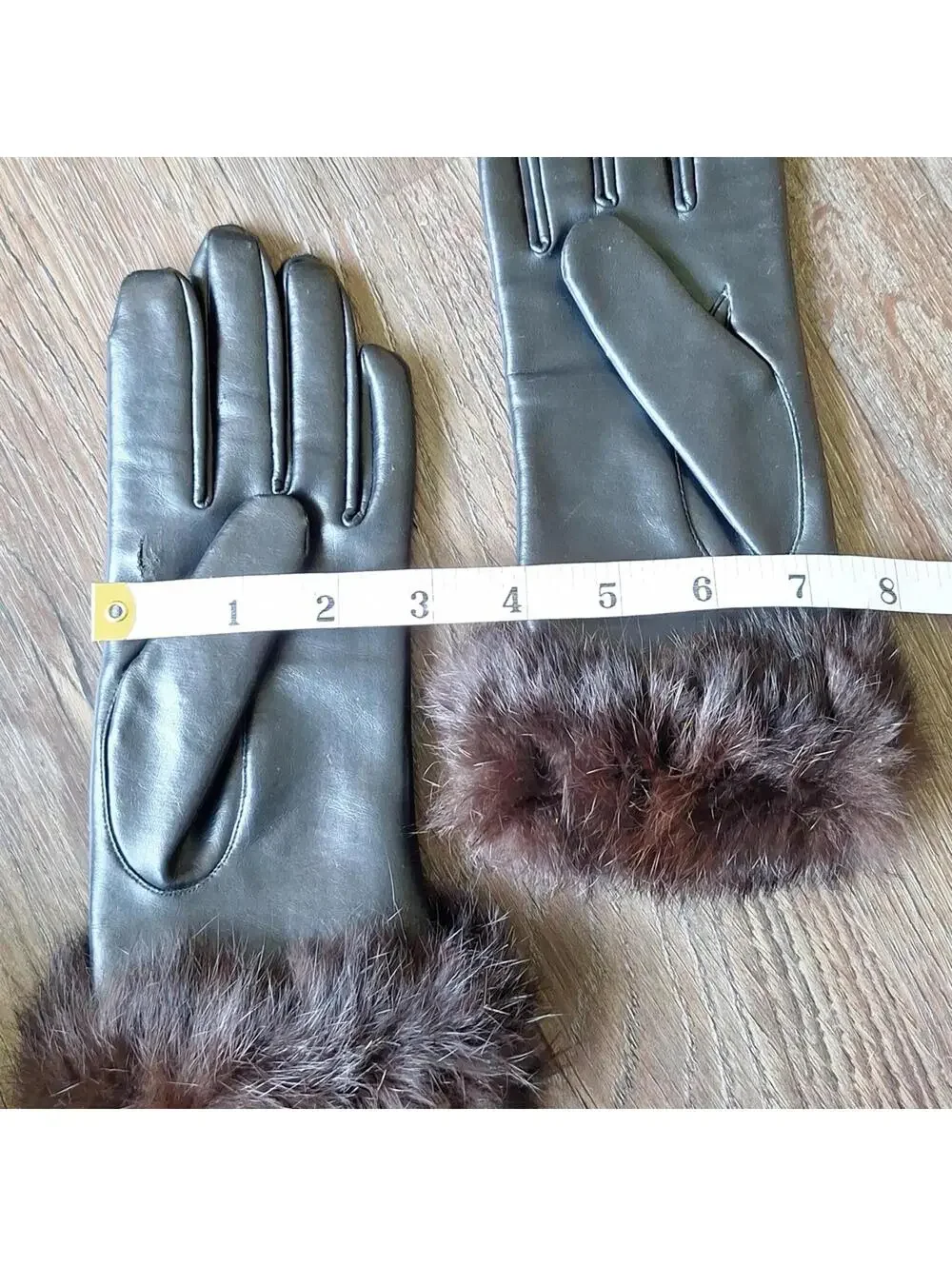Vintage Black Leather Cotton And Fur Driving Fashion Glove